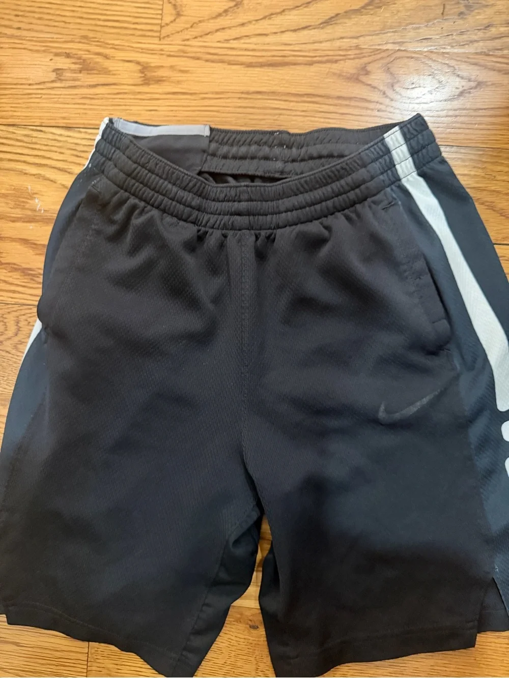Kids Black Athletic Shorts with white Side Panels